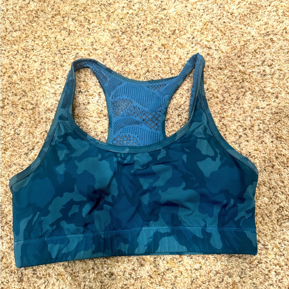 Zyia blue camp bomber bra L